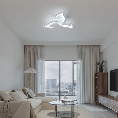 Plafoniera LED, Plafoniera Moderna 36W 3060LM, Lampada da Soffitto LED a 3 Luci in Acrilico per Soggiorno Camera da Letto Cucina Dia 58cm (Bianco) Luce Bianca Fredda 6500K 
