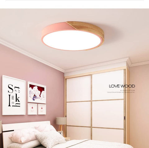 Plafoniera a LED, plafoniera moderna rotonda in legno 24W Bianco freddo 6000K Ø30*5CM Camera da letto, cucina, soggiorno, balcone e corridoio