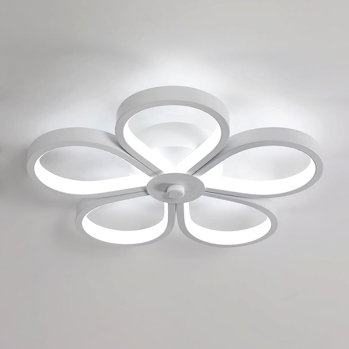 Plafoniera a LED da 30W Design moderno Bianco freddo 6000K Lampada da soffitto a forma di fiore creativa per soggiorno Camera da letto Sala da pranzo Ufficio Bianco 