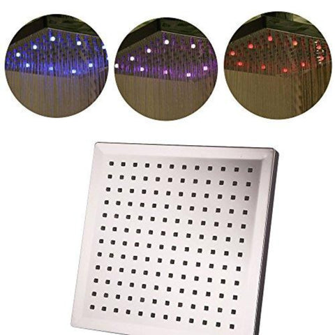 Soffione doccia a LED, controllo della temperatura quadrato da 8 pollici, 3 colori che cambiano ABS con finitura cromata, soffione doccia a LED da 12 pezzi per il bagno