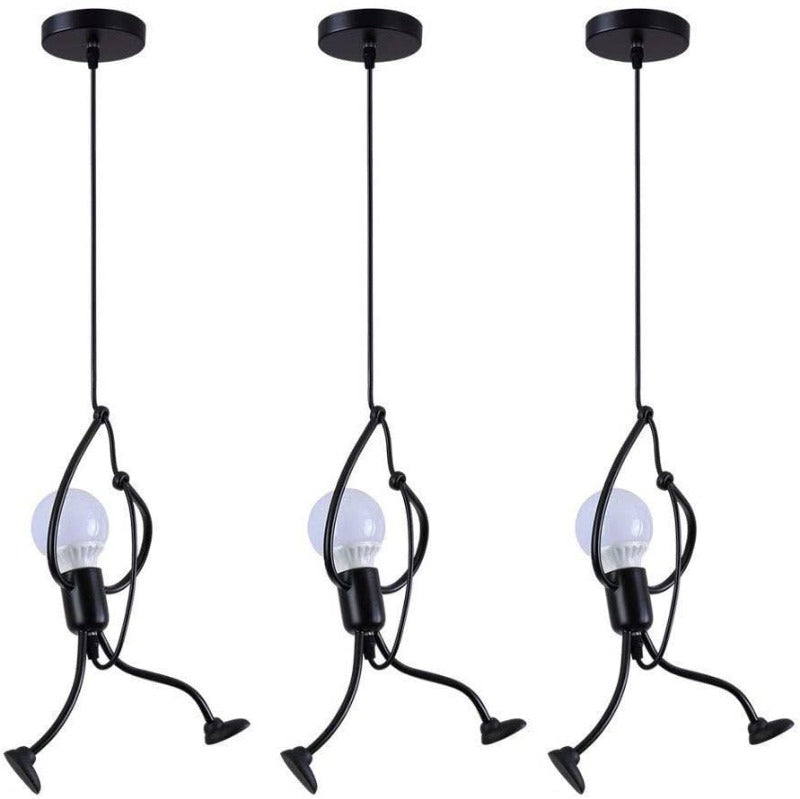 Lampadari per camerette bambini, lampade a sospensione moderne in ferro per decorazione casa, soggiorno, cameretta ristorante, E27 [Classe di efficienza energetica A+] Nero - 3 Pezzo