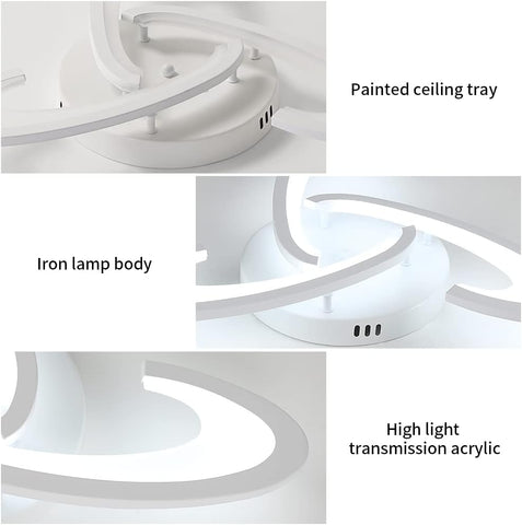 Plafoniera a LED, plafoniera 36W 3240lm, lampada da soffitto design trifoglio per camera da letto, soggiorno, sala da pranzo, acrilico bianco, luce bianca fredda 6500K 
