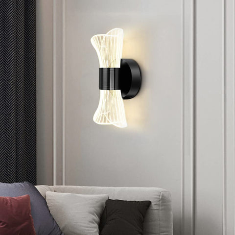 Lampada da parete a LED per interni dimmerabile, lampada da parete moderna a LED da 12 W Design creativo, lampada da parete con illuminazione in acrilico per soggiorno, corridoio, camera da letto, scale, nero