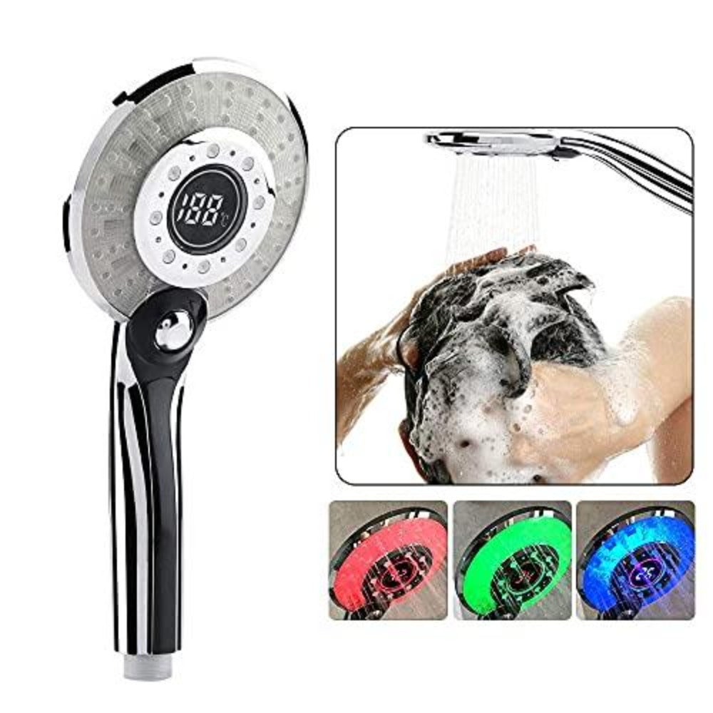 Soffione doccia a LED, soffione doccia a LED Doccetta con controllo della temperatura a 3 colori con display digitale della temperatura Doccia a risparmio idrico 3 modalità
