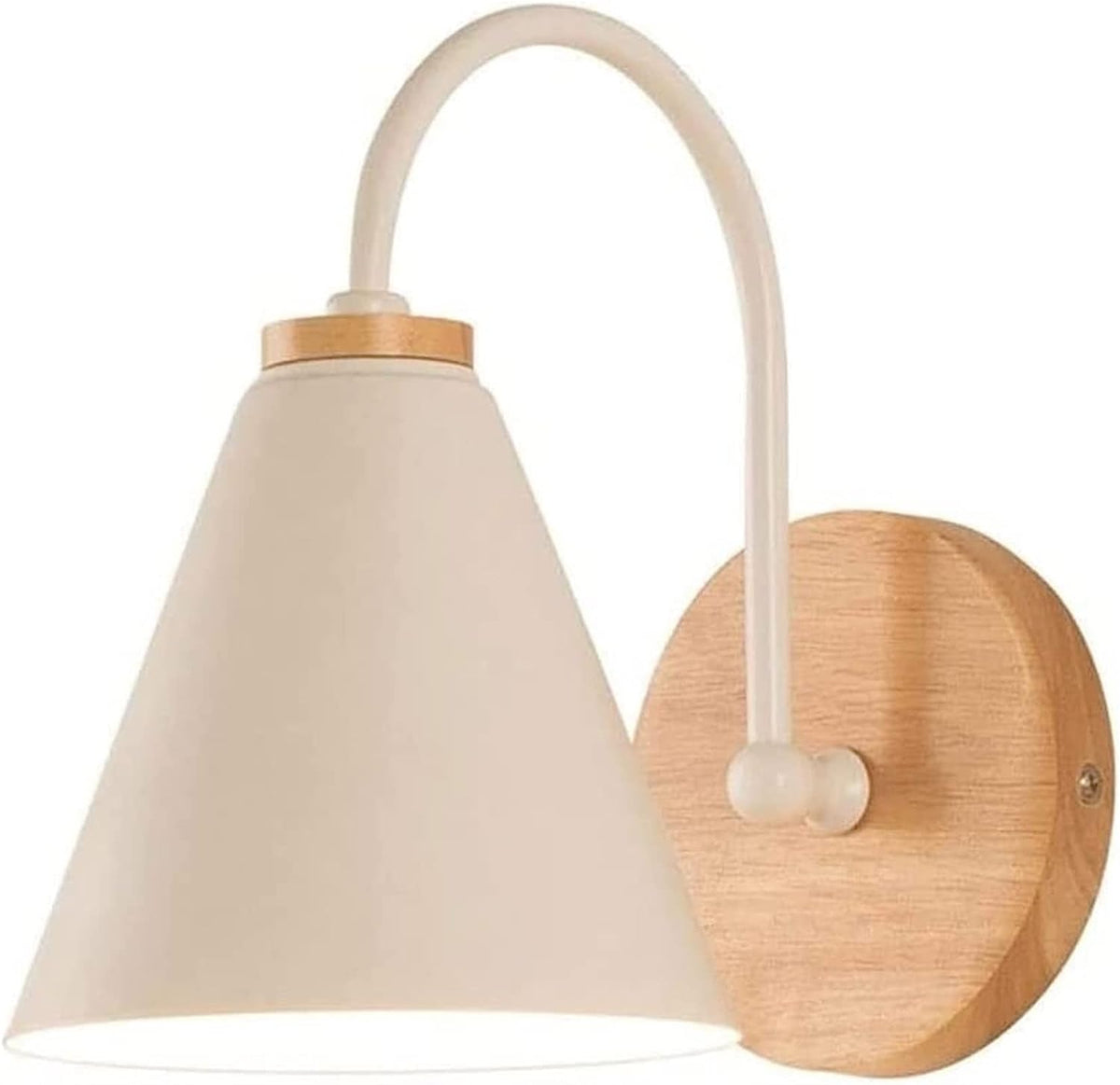 Lampada da comodino scandinava in legno con lampadina E27 da 5 W (bianco caldo) Per camera da letto, soggiorno, corridoio, ingresso Bianco