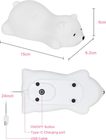 Luce notturna per bambini Luce notturna per bambini, Luce notturna per bambini Luce notturna per bambini ricaricabile tramite USB, Lampada da comodino portatile a LED per bambini Lampada da comodino per ragazzo in silicone Regalo per bambina