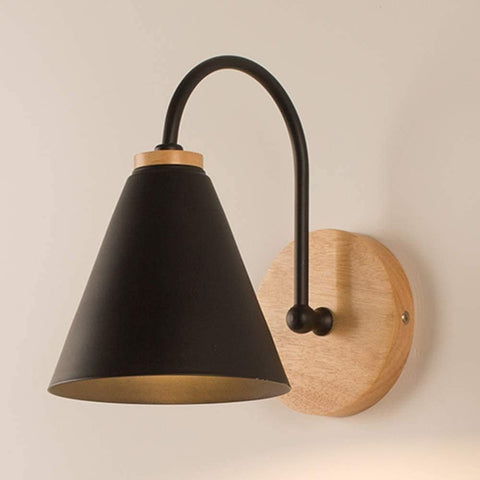 Lampada da comodino scandinava in legno con lampadina E27 da 5 W bianco caldo 3000 K per camera da letto, soggiorno, corridoio, ingresso Nero