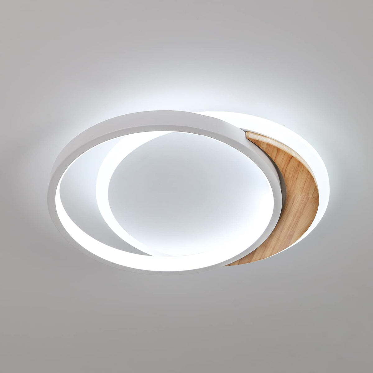 Plafoniera moderna a LED, lampada da soffitto moderna da 28 W, Ø30CM * 5CM Plafoniera rotonda in legno Plafoniera a LED per camera da letto, cucina, corridoio, ingresso, luce bianca fredda, 6000K