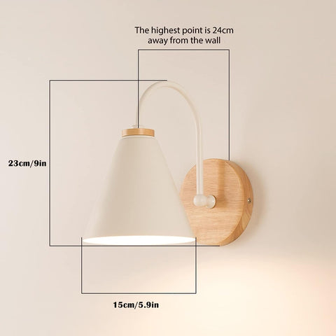 Lampada da comodino scandinava in legno con lampadina E27 da 5 W (bianco caldo) Per camera da letto, soggiorno, corridoio, ingresso Bianco
