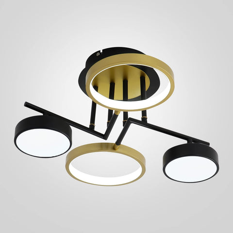 Moderna plafoniera a LED da 28 W, rotonda, per illuminazione a soffitto, lampadario a 4 anelli per camera da letto, soggiorno, corridoio, ufficio, sala da pranzo, cucina 