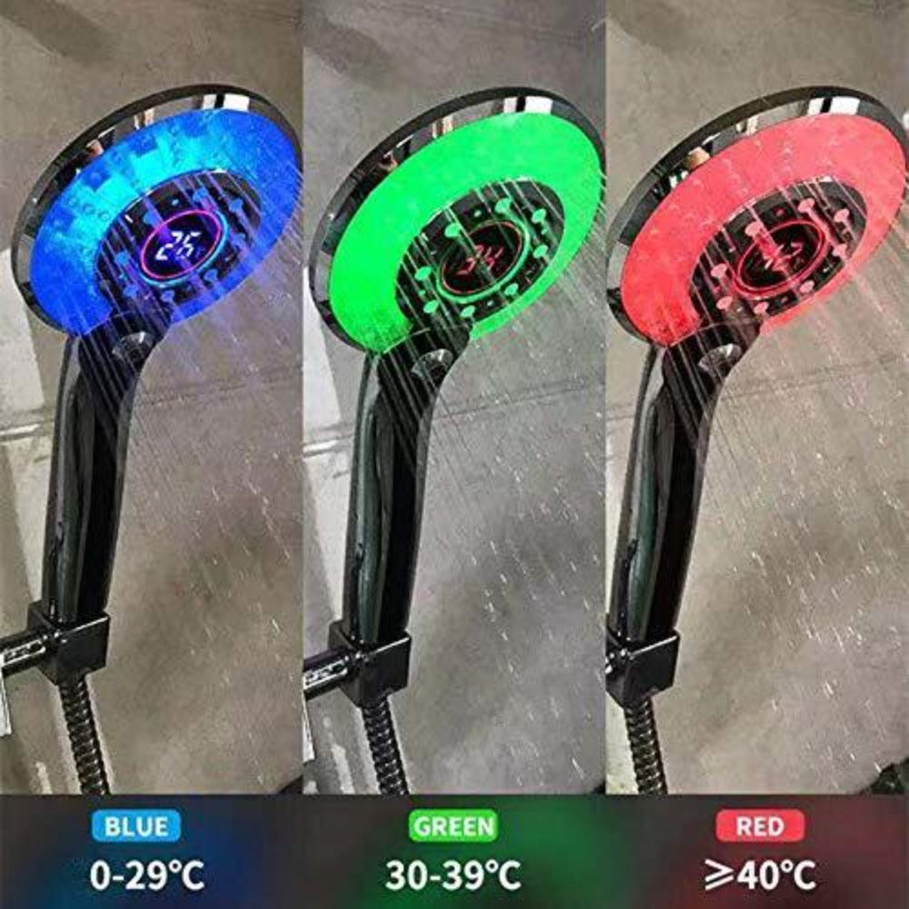 Soffione doccia a LED, soffione doccia a LED Doccetta con controllo della temperatura a 3 colori con display digitale della temperatura Doccia a risparmio idrico 3 modalità
