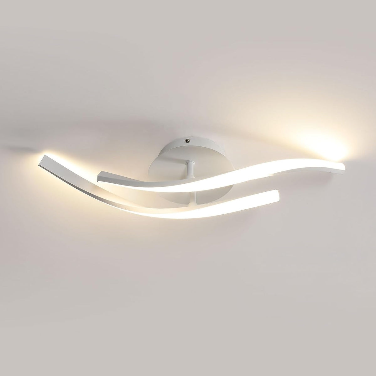 Plafoniera a LED da 18W Design moderno Bianco caldo 3000K Lampada da soffitto a forma di linea per soggiorno Camera da letto Sala da pranzo Ufficio Bianco