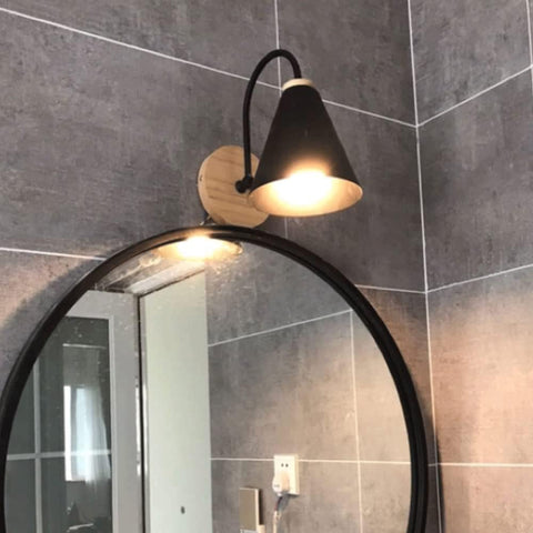 Lampada da comodino scandinava in legno con lampadina E27 da 5 W bianco caldo 3000 K per camera da letto, soggiorno, corridoio, ingresso Nero