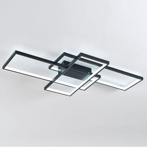 Plafoniera LED da 38 W, design moderno, luce bianca fredda 6000 K, lampada da soffitto rettangolare per soggiorno, camera da letto, sala da pranzo, ufficio, nero 