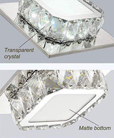 Plafoniera a LED in cristallo, lampada da soffitto in cristallo, lampadario in cristallo da 12 W per corridoio, camera da letto, cucina, cameretta dei bambini 6000K (bianco freddo) (cappotto singolo)