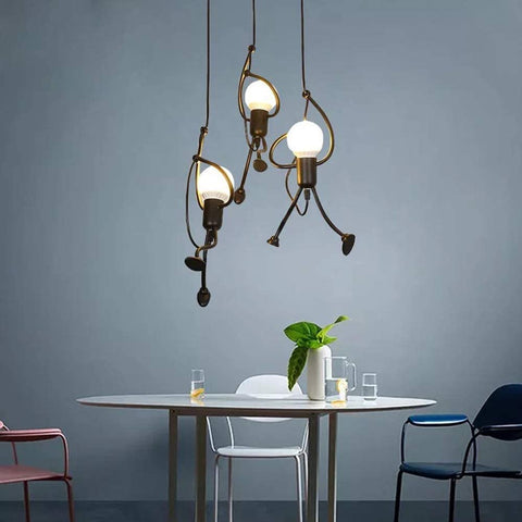 Lampadario a sospensione per soggiorno E27 Lampadario per cameretta per bambini in ferro, lampadario per soggiorno creativo a forma di cartone animato