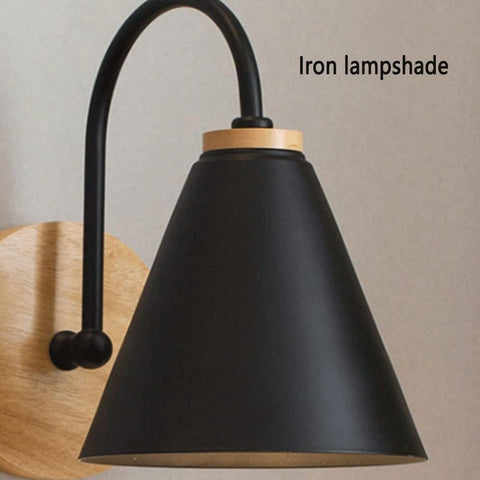 Lampada da comodino scandinava in legno con lampadina E27 da 5 W bianco caldo 3000 K per camera da letto, soggiorno, corridoio, ingresso Nero