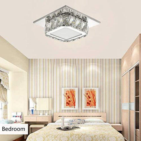 Plafoniera a LED in cristallo, lampada da soffitto in cristallo, lampadario in cristallo da 12 W per corridoio, camera da letto, cucina, cameretta dei bambini 6000K (bianco freddo) (cappotto singolo)