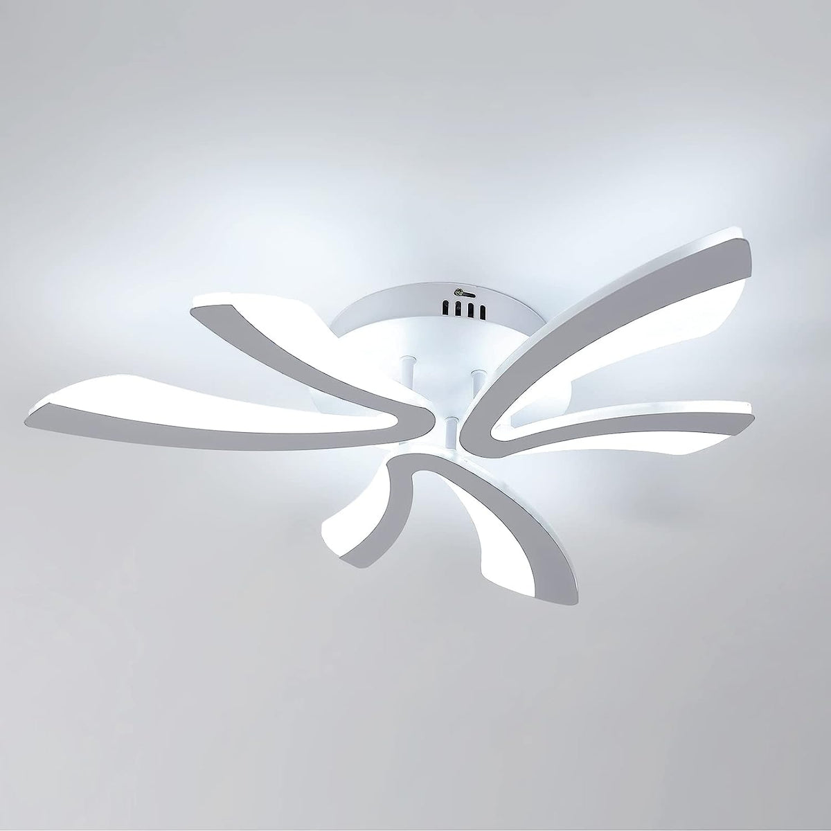 Plafoniera moderna a LED, plafoniera dal design creativo a V da 36W 4000LM, lampada da soffitto in acrilico bianco per camera da letto, soggiorno, ristorante, cucina, bianco freddo 6500K 