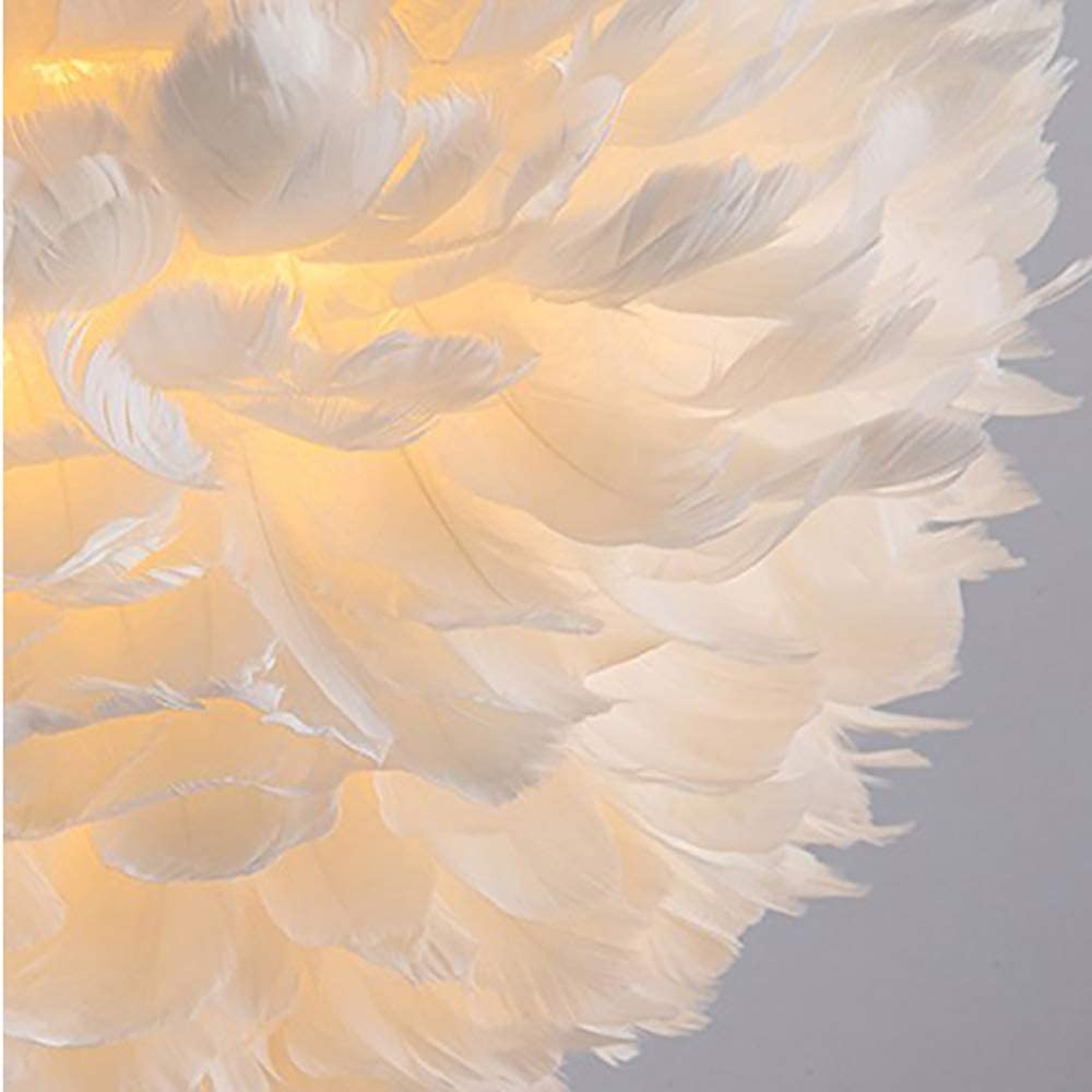 Lustre Suspension luminaire en plume blanche design forme sphère