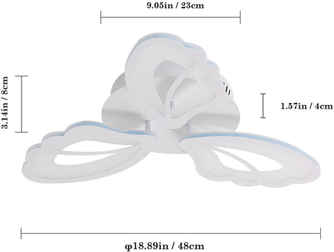 Plafoniera LED 42W 3480 Lumen, Lampada da soffitto moderna bianca, Plafoniera in acrilico 6000K, 3 ali da assemblare, per soggiorni, camere da letto