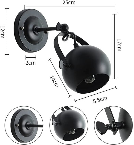 Lampada da parete industriale per interni, lampada da parete retrò, applique regolabile, applique in ferro E27 per camera da letto soggiorno bagno corridoio loft caffè