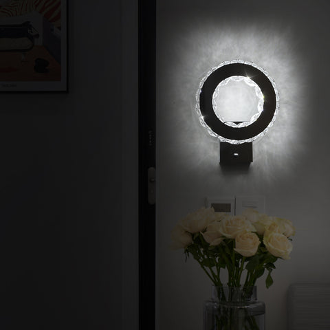 Applique da parete a LED per interni, lampada da parete in cristallo, luce bianca fredda 9W 6000K, design moderno, lampada da parete decorativa per soggiorno, camera da letto, corridoio, bagno, 24x20x10CM