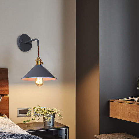 Lampada da parete dimmerabile plug-in per camera da letto in stile nordico Candela macaron Semplice scala creativa europea corridoio con interruttore a parete grigio chiaro (lampadina non inclusa)