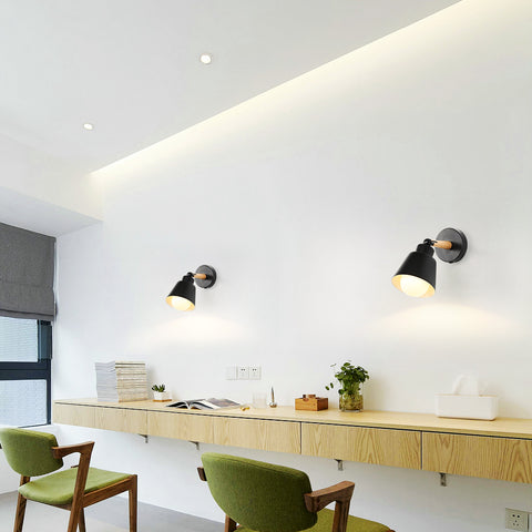 Lampade da parete per interni retrò, lampada da parete industriale vintage E27, faretti da parete in metallo e legno per camera da letto, balcone, corridoio, cucina, scale (nero)