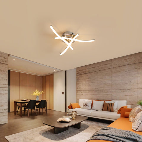 Plafoniera a LED dimmerabile, plafoniera con telecomando, lampadario dal design moderno ondulato da 18 W per corridoio camera da letto soggiorno