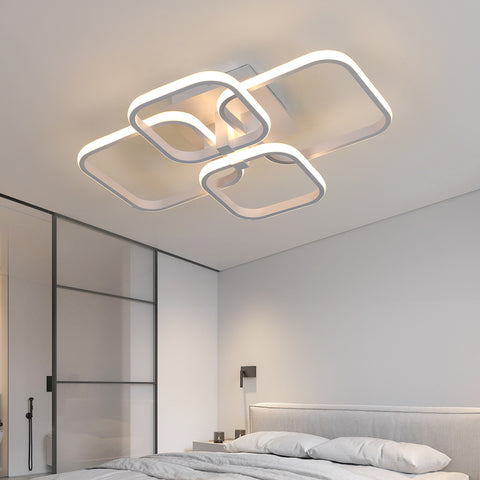 Plafoniera a LED, Plafoniera moderna per soggiorno, Luce tricolore 3000K, Plafoniera semplice quadrata bianca per camera da letto, ufficio, 58X46CM