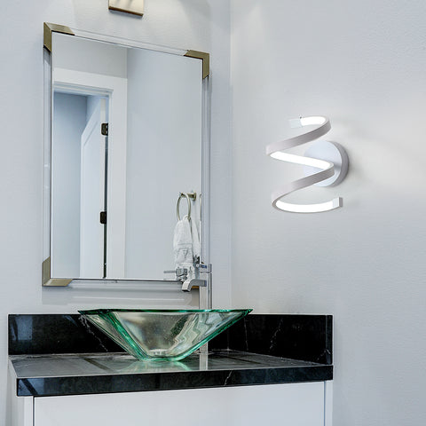 Applique a LED a spirale, moderna lampada da parete da 18 W, bianco freddo 6500 K, per camera da letto, ufficio, corridoio
