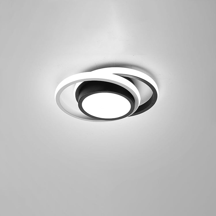 Plafoniera moderna a LED, lampada da soffitto a 2 anelli da 21 W, plafoniera in metallo acrilico bianco per soggiorno, studio 4500K