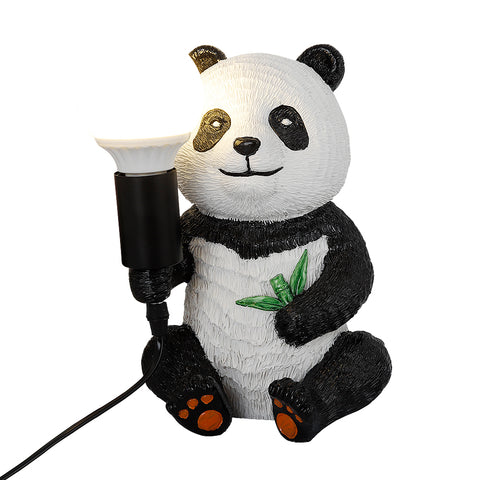 Lampade da tavolo di design Panda in resina, luce notturna creativa moderna con cavo di collegamento, lampada da scrivania a LED con animali
