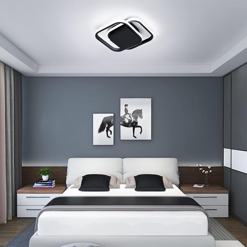 Plafoniera moderna a LED bianco freddo 6000K lampada da soffitto quadrata per soggiorno camera da letto sala da pranzo ufficio nero 