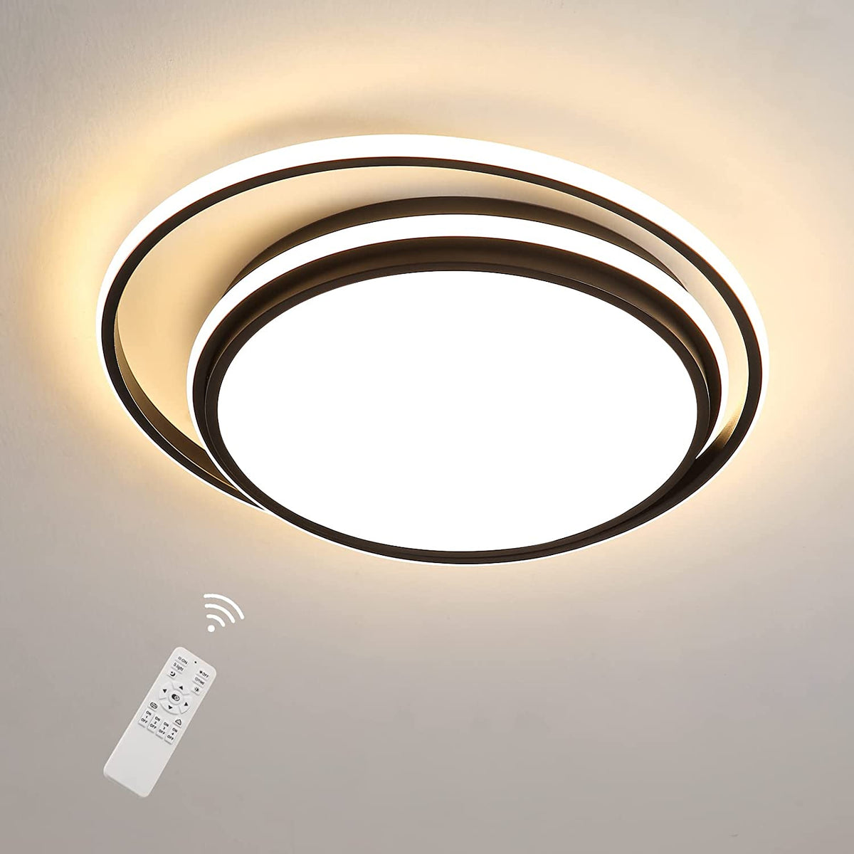 Plafoniera a LED dimmerabile da 46W con telecomando, Plafoniera a LED moderna Illuminazione per interni, Plafoniera a LED rotonda per bagno Camera da letto, Cucina, Soggiorno, Sala da pranzo, Ufficio 