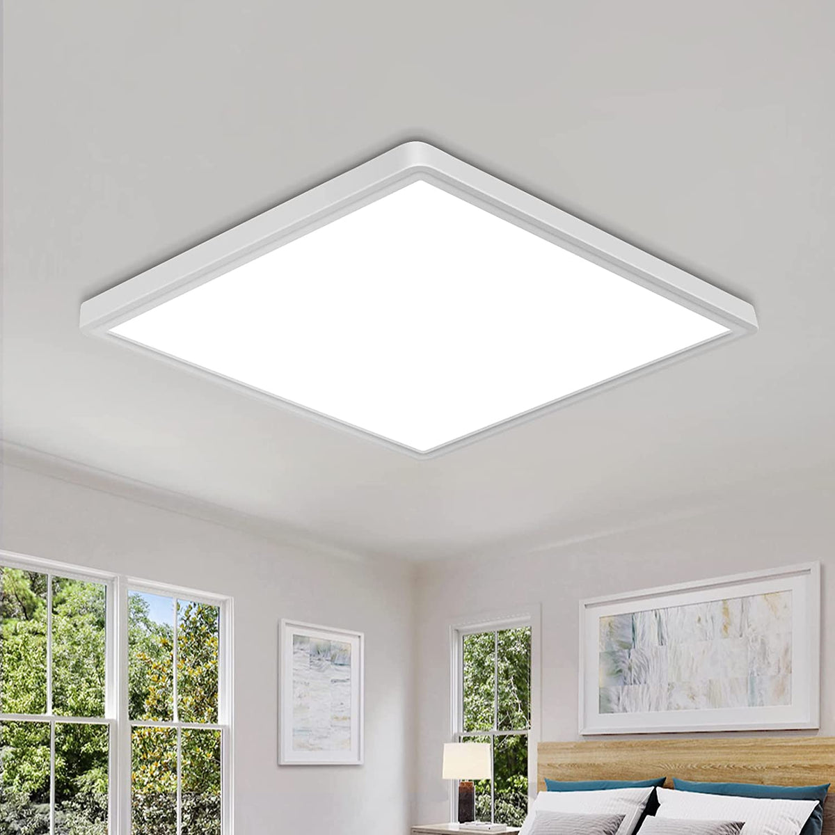 Plafoniera LED 30x2,5 cm, Plafoniera 24W 2700LM IP45 Plafoniera Bagno Impermeabile, Plafoniera Moderna Sottile 6500K Bianco Freddo per Soggiorno Camera da Letto Cucina Balcone