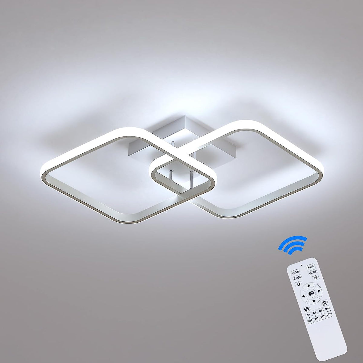 Plafoniera a led dimmerabile 50W moderna lampada da soffitto a cerchio quadrato 3000K-6000K per soggiorno camera da letto sala da pranzo ufficio bianco