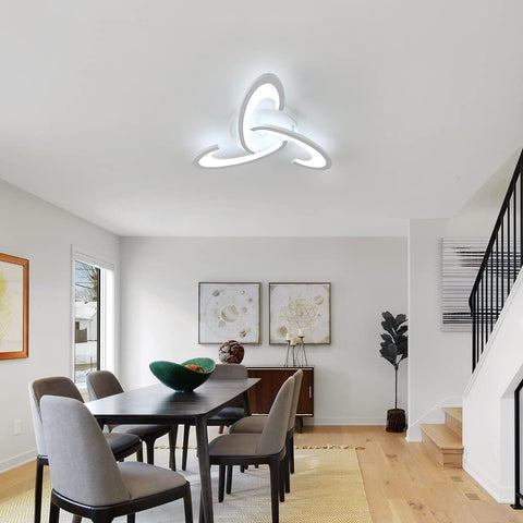 Plafoniera a LED, plafoniera 36W 3240lm, lampada da soffitto design trifoglio per camera da letto, soggiorno, sala da pranzo, acrilico bianco, luce bianca fredda 6500K 