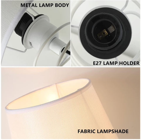 Lampada da tavolo moderna e minimalista, lampada da scrivania in tessuto bianco con tubo di ferro a spirale industriale, luce notturna E27 per studio, soggiorno, camera da letto, comodino (senza lampadine)