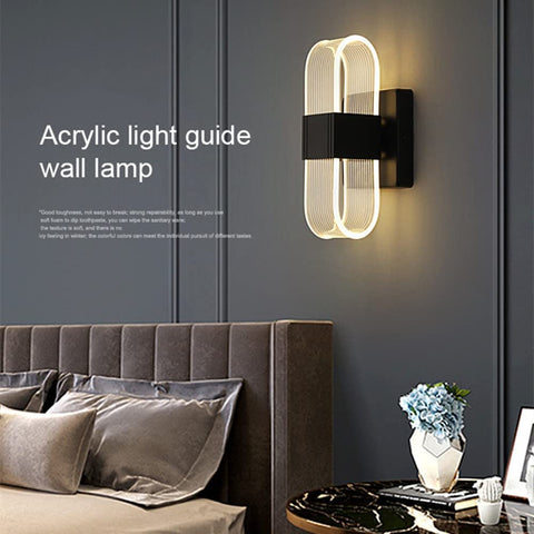 Lampada da parete a LED per interni dimmerabile 12W Lampada da parete moderna Design romantico creativo in acrilico per camera da letto, soggiorno, corridoio, scala, hotel, luce bianca 3000K-6000K (Nero)