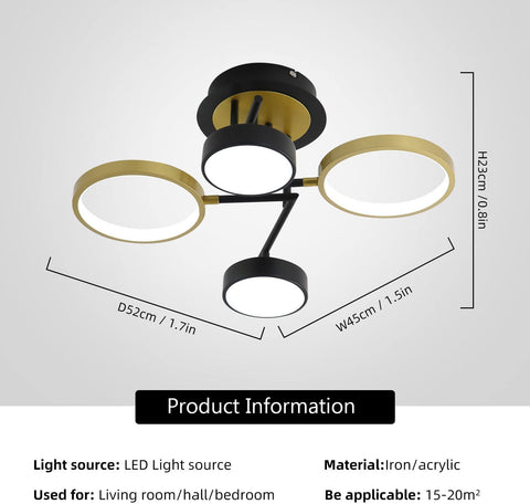 Moderna plafoniera a LED da 28 W, rotonda, per illuminazione a soffitto, lampadario a 4 anelli per camera da letto, soggiorno, corridoio, ufficio, sala da pranzo, cucina 