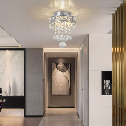 Lampadario di cristallo, mini lampada a sospensione a 3 luci per corridoio, camera da letto, cucina, cameretta