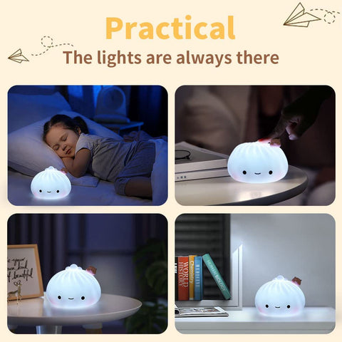 Luce notturna per bambini, Luce LED ricaricabile a 7 colori Luce notturna per bambini a LED con USB, Luce notturna in silicone morbido al tatto, Luce notturna portatile carina per neonati, ragazzi e ragazze Regalo