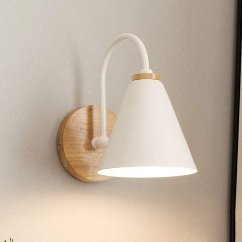Lampada da comodino scandinava in legno con lampadina E27 da 5 W (bianco caldo) Per camera da letto, soggiorno, corridoio, ingresso Bianco