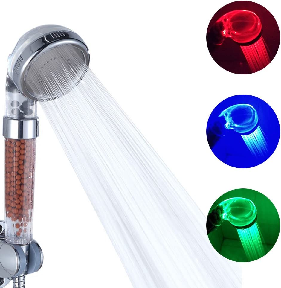 Soffione doccia a 3 colori LED Soffione doccia Temperatura Doccetta Spa Cromo ABS per accessori da bagno