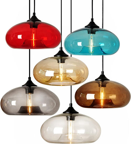 Lampada a sospensione Lampadario in vetro sferico Base E27 per soggiorno Camera da letto Sala da pranzo Ufficio Bar Caffetteria Rosso