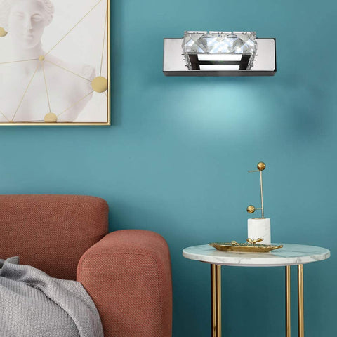 Lampada da Parete Fari Specchio di Cristallo LED 3W 5500k Lampada Acrilica in Acciaio Inossidabile IP44 Impermeabile e Antiappannamento (Argento), 16x5cm