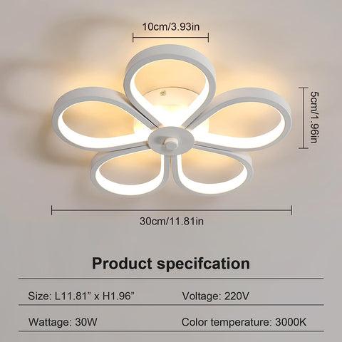 Plafoniera a LED da 30W Design moderno a forma di fiore creativo 3000K Lampada da soffitto bianca calda per soggiorno Camera da letto Sala da pranzo Ufficio Bianco 