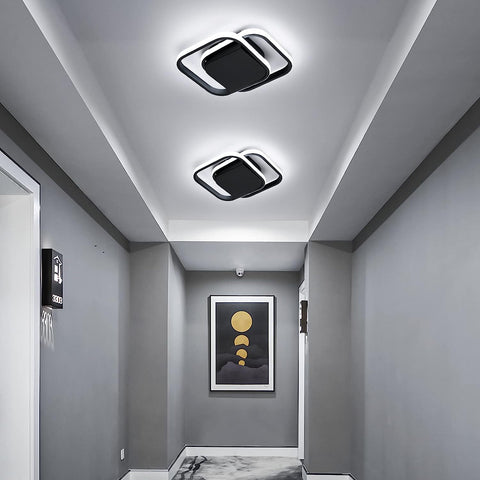 Plafoniera moderna a LED bianco freddo 6000K lampada da soffitto quadrata per soggiorno camera da letto sala da pranzo ufficio nero 